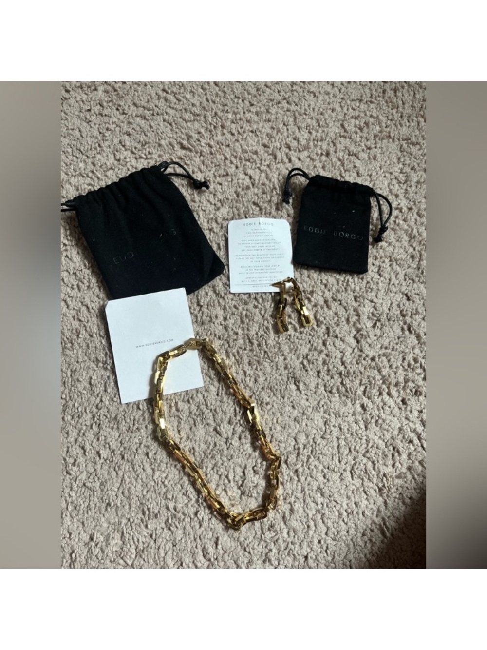 Eddie Borgen Gold Link Necklace and Earring Set